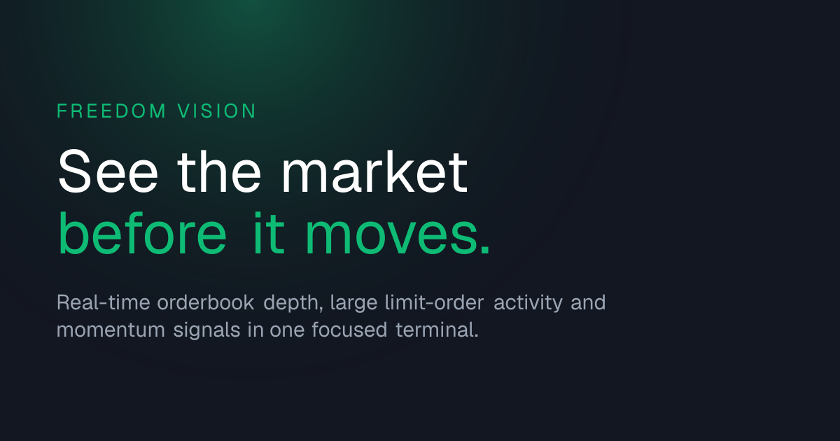 Freedom Vision — Orderbook depth, delta & margin-stress terminal